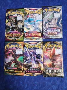 6 verschiedene Pokémon TCG 10 Karten Booster Packs alle aus Schwert & Schild - Bild 1 von 2