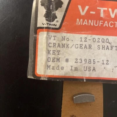 V-TWIN 12-0200 Crank/Gear Shaft Key HARLEY DAVIDSON 23985-12  'Y' - Image 1 of 2