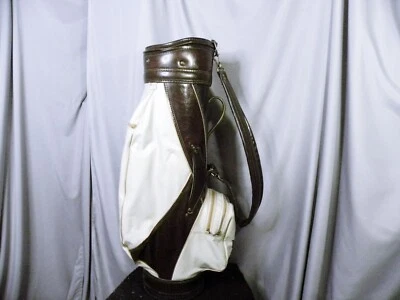 Wilson Zipper Pockets Brown Faux Leather 3 Divider Cart Golf Bag Vintage Strap - Image 1 of 4