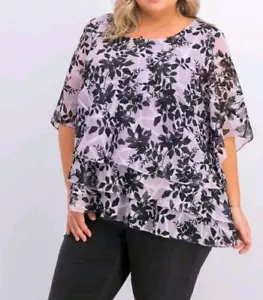 NEW Alex Evenings Womens 3/4 Sleeve Top Blouse Size L Orchid Evening Cocktail - Picture 1 of 16