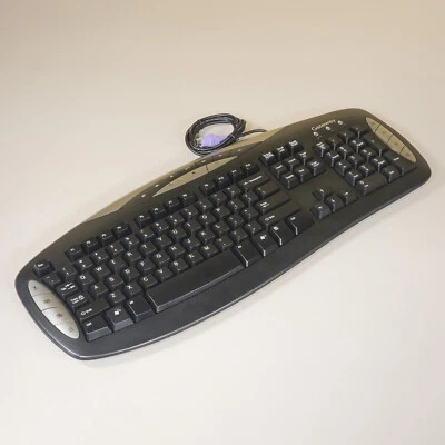 Gateway KB-0401 Black Silver Wired PS/2 Multimedia Keyboard Cleaned and Tested - Image 1 of 4