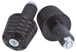 Set Contrappesi Stabilizzatori Zigrinati Ø25 per Manubrio da Moto Foro Ø12 Nero - Foto 1 di 5