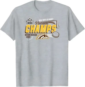 Western Michigan Broncos National Champs 2025 Men's Hockey T-Shirt - Picture 1 of 7