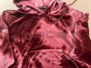 Felpa con cappuccio semi crop Bebe Sport XL NUOVA CON ETICHETTE rosa polvere velluto peluche - Foto 1 di 3