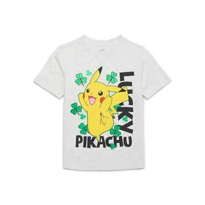 St. Patrick’s Day Little Boys and Big Boys Lucky Pikachu Graphic Tee, Size XL - Image 1 of 3