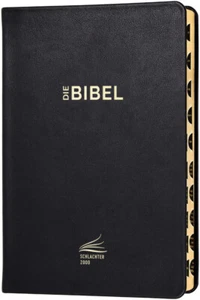 Schlachter 2000 Bibel, Standardausgabe - Kalbsleder, Goldschnitt, Griffregister - Bild 1 von 2