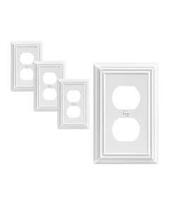 DEWENWILS 4 Pack Outlet Cover Plate, White Outlet Covers Metal Outlet Covers, - Picture 1 of 13