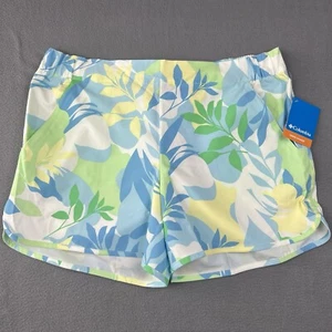 Columbia Pleasant Creek Short Womens XL Green Blue Floral 5in Inseam Hiking Fish - Picture 1 of 6