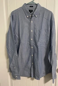 Mens J Crew Factory Oxford Dress Shirt Slim Fit Button Down Dobby Sz Large Blue  - Picture 1 of 3