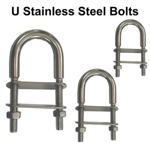 Stainless Steel U Bolt Plates and Nuts - Standard U-Bolts In 316 Marine Grade  - Picture 1 of 9