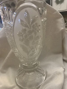 Vintage Kristal Zajecar 24% Bleischliff Kristall Vase klare Blumen mattiert 9 1/2" - Bild 1 von 9