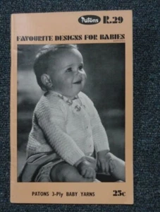 VINTAGE PATONS KNITTING PATTERN BOOK R.29 ~ FAVOURITE DESIGNS FOR BABIES ~ 3 PLY - Picture 1 of 1