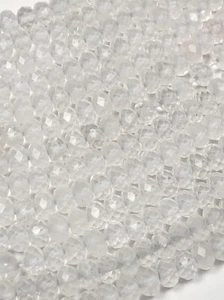 Grade AAA+  White Clear Quartz Rock Crystals Faceted Rondelle Beads 15.5" Strand - Picture 1 of 10