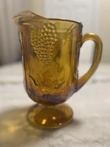 Vintage Indiana Carnival Amber Harvest Grape Glass Pitcher 64 Oz. - Picture 1 of 10