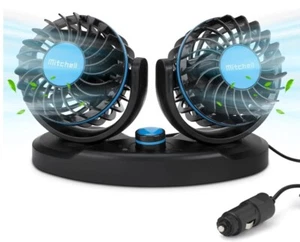 12v Plug Car Van Truck Camper Auto Portable Twin Dash Cooling Air Fan - Picture 1 of 9