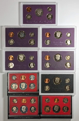 1980 S to 1988 S Proof Sets Lot of 9 Cover