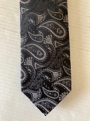 Corbata Alexandre Savile Row para hombre corbata seda negra plateada cachemira Foto 1 de 4