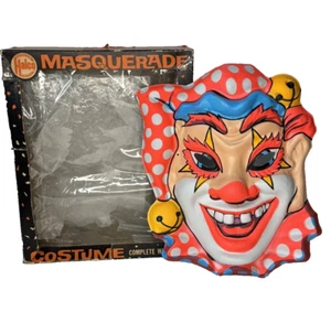 Vintage Halloween Halco Masquerade Costume Clown Mask & Box No Costume - Picture 1 of 5