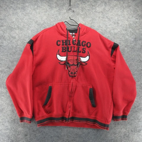 Chicago Bulls Hoodie Mens 3XLT Tall Red Zip Hooded Sweatshirt Zipway Basketball Cover
