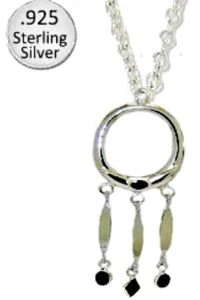 Onix Piedra Preciosa 925 Colgante de Plata Ley Cadena Semi Gota Negro Eeuu Nuevo - Imagen 1 de 6