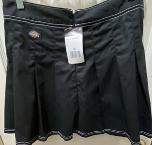 Dickies Pleated Circle Skater Mini Skirt Preppy Y2K Retro Black Size 30 NWT - Picture 1 of 21