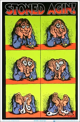 Stoned Agin' by R Crumb Blacklight Poster - Flocked - 23" x 35" - Image 1 of 2