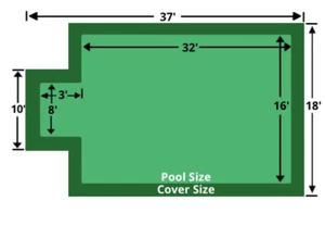 16x32 + 3x8 Loop-Loc Green Mesh Pool Cover w/ Center End Step - LLM1061 - Picture 1 of 5