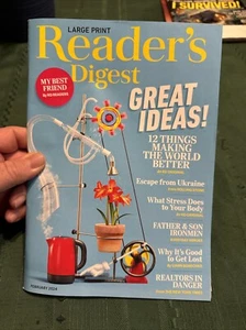 READERS DIGEST LARGE Print Magazine Great Ideas What Stress Does February 2024 - Picture 1 of 12