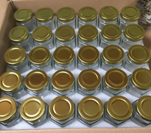 30 Pack 4 Oz Clear Hexagon Spice Jars Small Glass Jars with Lids(Golden) Mason