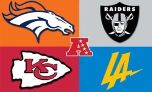 AFC West - Chiefs Raiders Chargers Broncos Players Blocks NFL CUSTOM MADE w/box - Picture 1 of 5