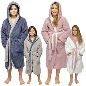 Bademantel Kinder Mädchen Jungen Kapuze Wendefunktion Teenager Kuschel Flausch - Bild 1 von 21