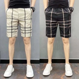 Wear Plaid Shorts Outside Summer Men's Quarter Pants Thin Casual Men's Quarter S - Picture 1 of 10