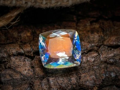 2.37 Carat Golden Rainbow Moonstone Gemstone Faceted 8x8x4 MM Cushion Shape - Image 1 of 3