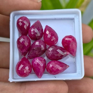 Natural 94.70 Ct Certified Drop Shape Drilled Red Ruby Loose Gemstone Lot - Picture 1 of 9