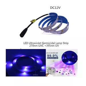 DC 12V 5V Flexible LED Strip Ultraviole Purple light 2835 UVC+UV 270nm+395nm UV - Picture 1 of 5
