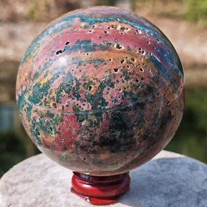 0.95LB Natural Ocean Jasper Quartz Ball Crystal Sphere Mineral Specimen Healing - Picture 1 of 13