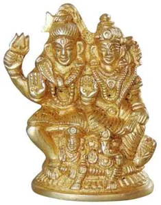 Brass Shiva Parivar Statue Religious Shiv Family Hindu Deities Idols 2.5 Inch - Picture 1 of 4