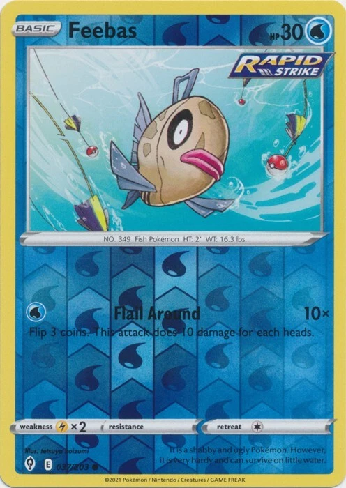 Reverse Holo Feebas 037/203 Common Evolving Skies Pokemon TCG - Image 1 of 1