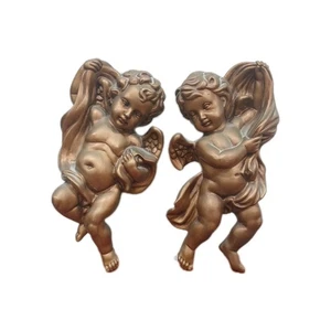 PR. Cherubs Vintage MCM Retro Engel Wandbehang 10,5" 70er Kern Holz - Bild 1 von 6