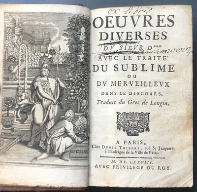 1678 Boileau-Despreaux - Oeuvres diverses du Sieur D**avec Le traité du sublime - Photo 1/4
