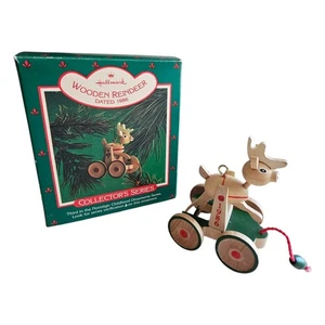 Wooden Reindeer Hallmark Keepsake 1986 Christmas Ornament Vintage - Picture 1 of 6