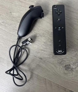 Nintendo Wii RVL-036 Motion Plus Black Remote Controller with Nunchuck Tested - Picture 1 of 11