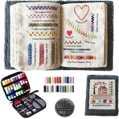 DIY Embroidery Stitch Book & Sewing Tools Threads Needles Kit for Beginners - Image 1 of 4