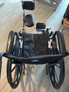 Medline Foldable Wheelchair 16”W x 16”D Seat Swing-Back Elevating Footrests - Picture 1 of 5