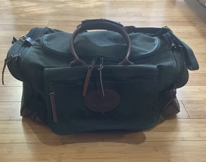 Bolso de Lona Orvis Battenkill Vintage Lona Verde y Cuero Marrón 20x 10 Hecho en EE. UU. - Imagen 1 de 17