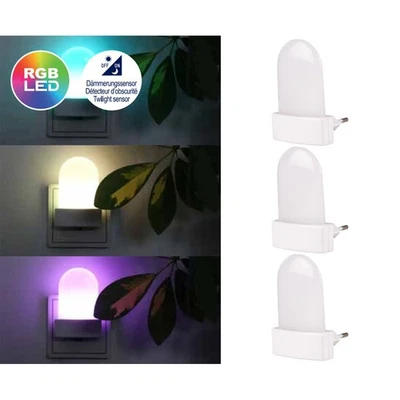 3 x Müller-Licht LED Nachtlicht für Steckdose Bunda RGB bunt Dämmerungssensor - Bild 1 von 4