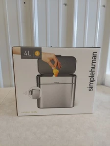 simplehuman Kompostbehälter, abnehmbarer & Arbeitsplatteneimer, 4 Liter, mit 30 Z Einlagen - Bild 1 von 7