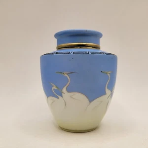 Antique TS Nippon Ceramic Hand Painted Egrets Lidded Urn - Picture 1 of 10