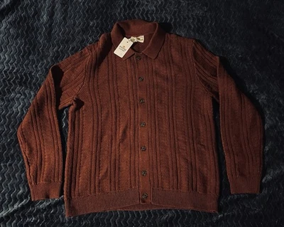 Marine Layer Mens Arthur Sweater Button Down Rust Orange Cardigan Small New - Image 1 of 4