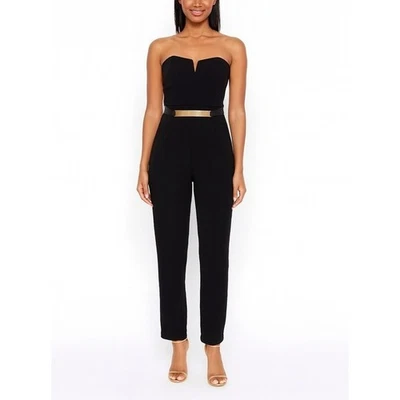 Mono Material Niña Negro Sin Tirantes Talla S Dorado Cremallera Frontal Calce Ajustado Una Pieza Foto 1 de 4